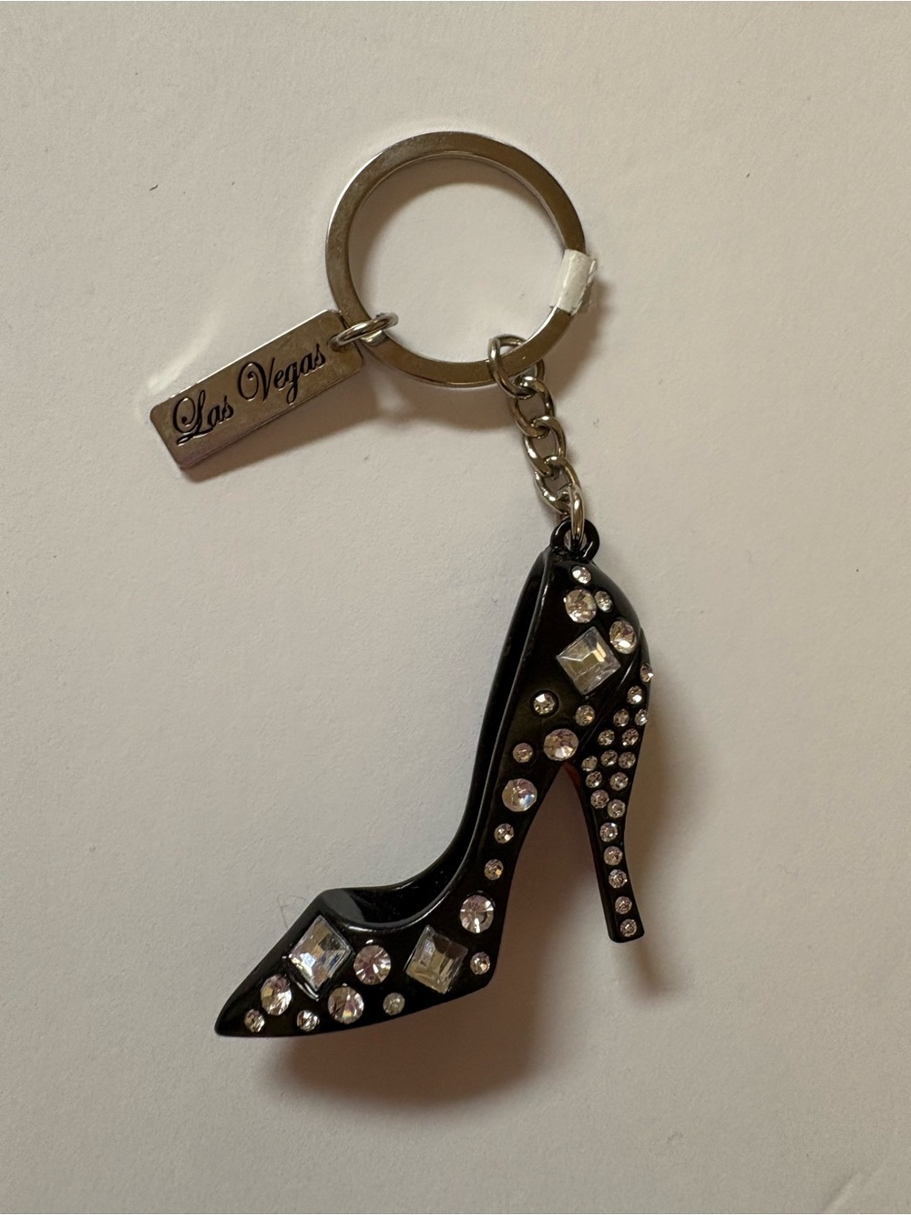 Unbranded Black High Heel red bottom Keychain with Rhinestones